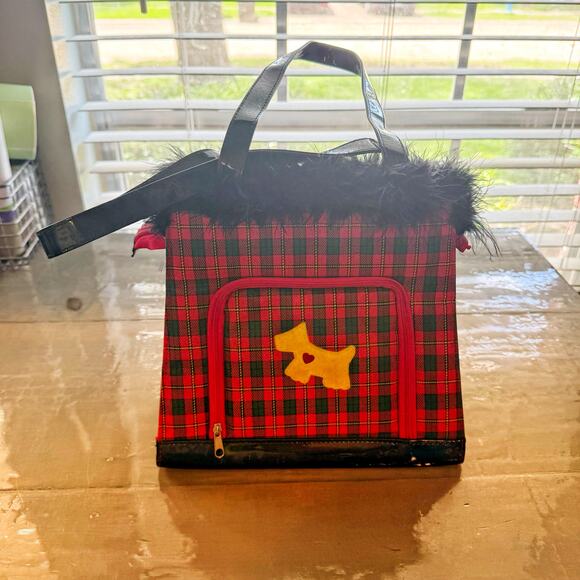 Vintage Red Plaid Scottie Dog Bag - Picture 1 of 10